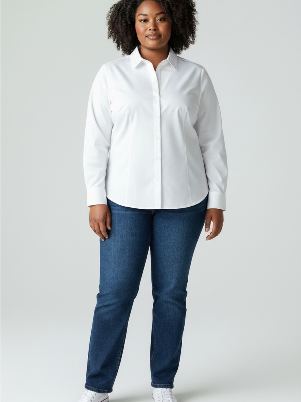 Capsule Wardrobe Gold Label Investments Women's Classic White Button-Down Shirt